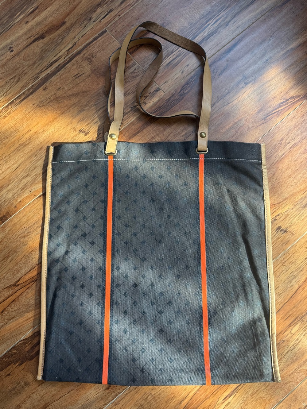 Cole Haan waxed canvas bag with leather handles
